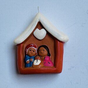 Ceramic Clay Family House Heart Hanging Christmas Tree Ornament